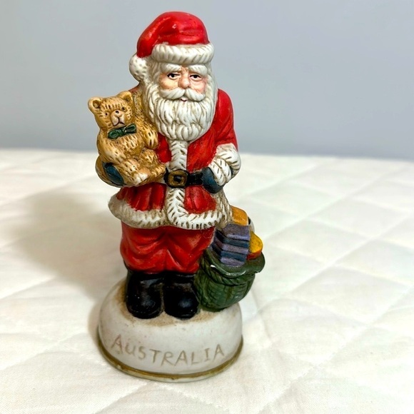 Vintage Christmas Eve Porcelain Santa With Teddy Bear And Gifts Australia - Picture 6 of 10
